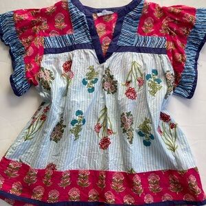 THML retro tablecloth print blouse small